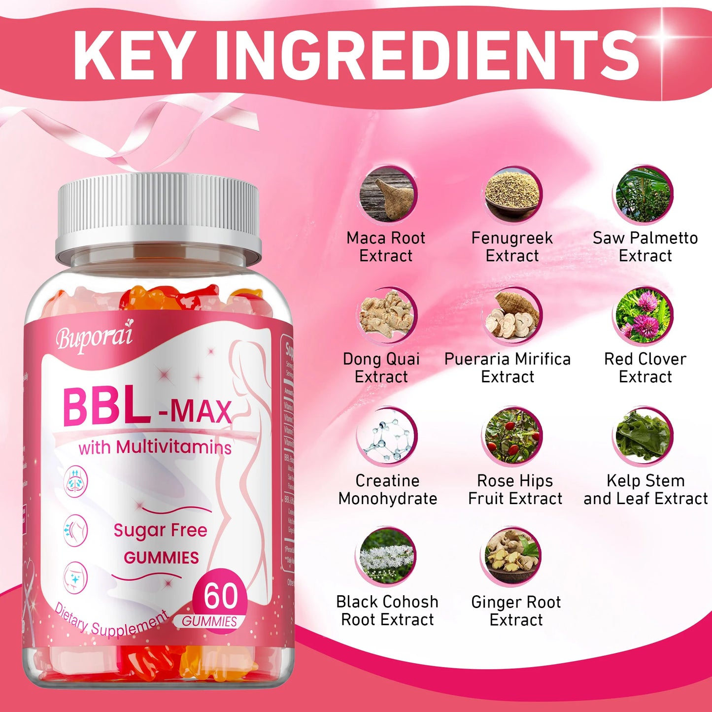 Peach-Flavored Curve Support Gummies for Natural Shape and Skin Firmness